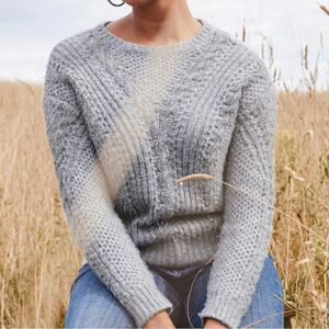 White House Black Market gray Embellished Crewneck Sweater